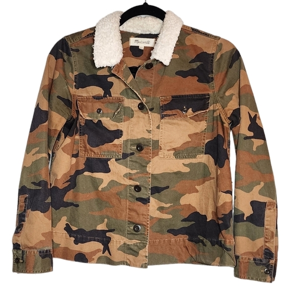 Madewell Northward Cropped Army Jacket in Cottontail Camo: Sherpa Edition. XXS. - Picture 10 of 16